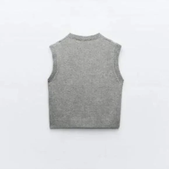 NWT ZARA SOFT KNIT VEST GRAY MARL - Picture 3 of 9
